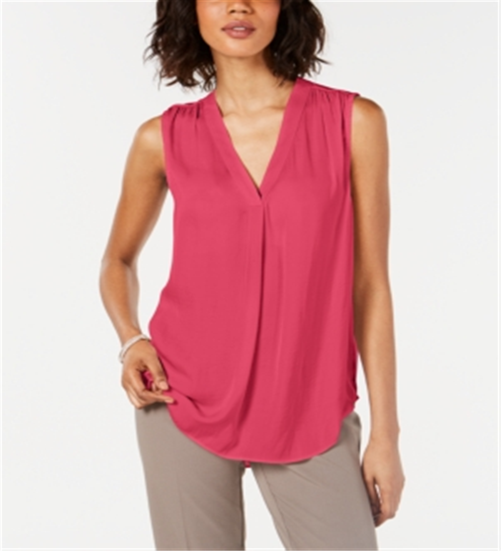 Blusa regata feminina Alfani com decote em V, rosa, tamanho pequeno P/M