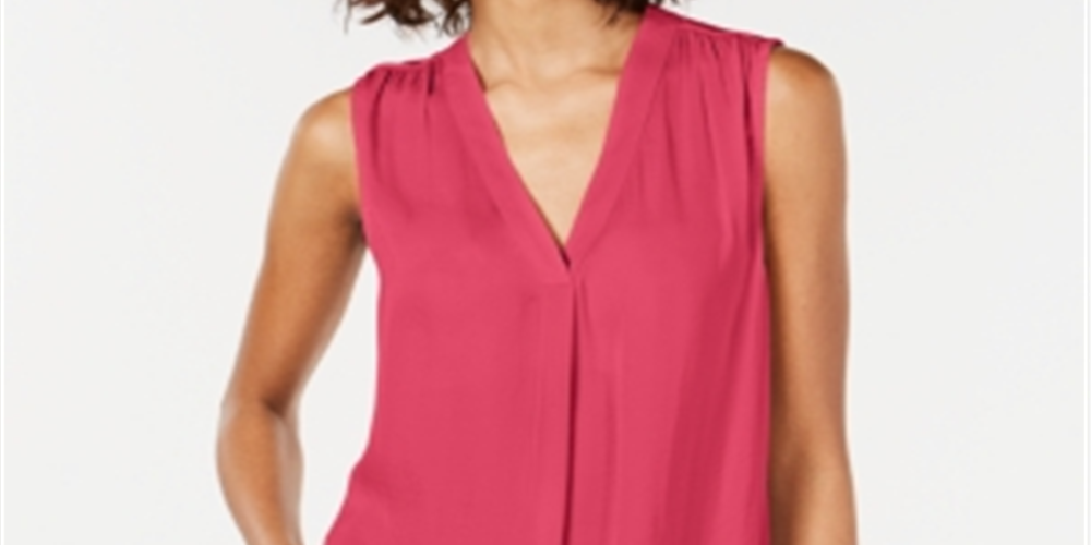 Blusa regata feminina Alfani com decote em V, rosa, tamanho pequeno P/M