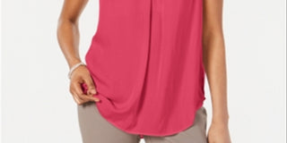 Blusa regata feminina Alfani com decote em V, rosa, tamanho pequeno P/M