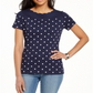 Blusa feminina Karen Scott com estampa de bolinhas e gola alta, azul, tamanho pequeno