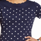 Blusa feminina Karen Scott com estampa de bolinhas e gola alta, azul, tamanho pequeno