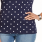 Blusa feminina Karen Scott com estampa de bolinhas e gola alta, azul, tamanho pequeno