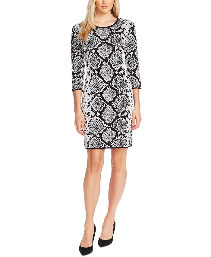 Vestido curto feminino Vince Camuto com estampa animal - cinza, tamanho XS