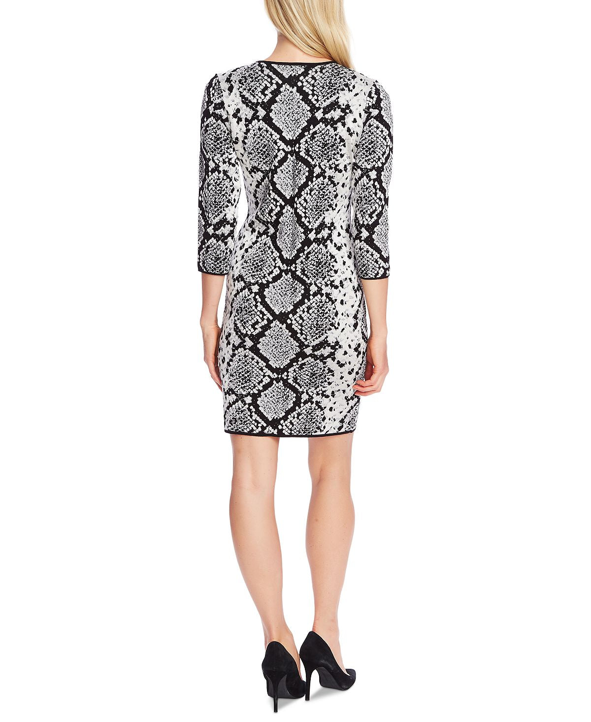 Vestido curto feminino Vince Camuto com estampa animal - cinza, tamanho XS