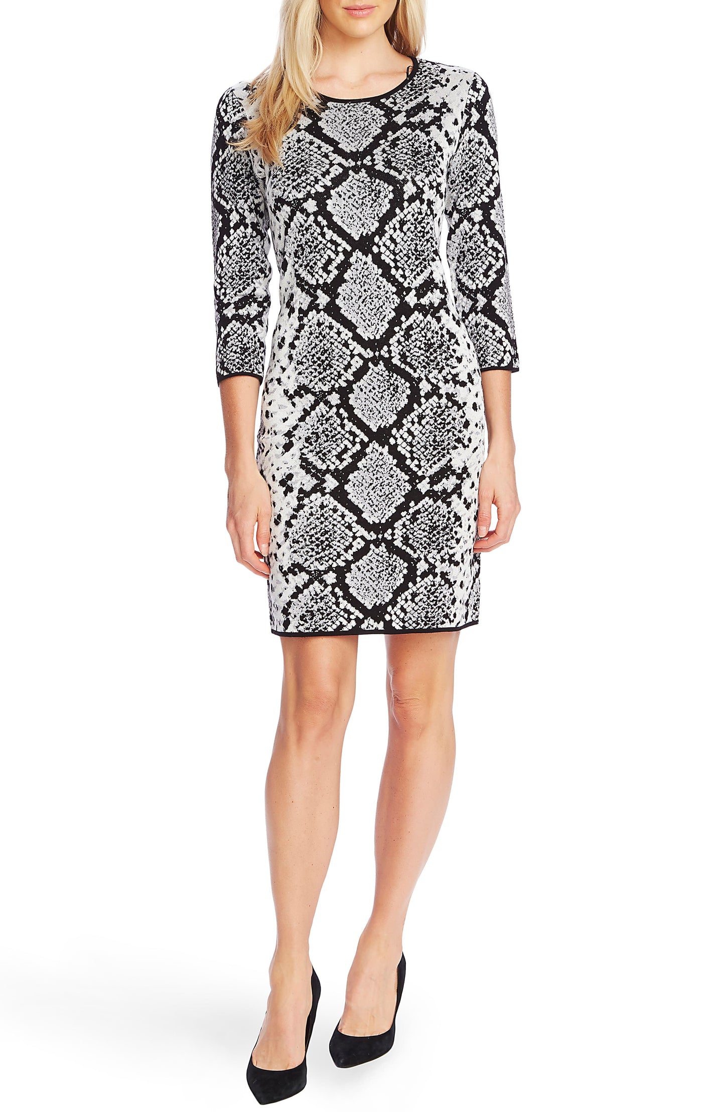 Vestido curto feminino Vince Camuto com estampa animal - cinza, tamanho XS