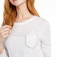 Blusa feminina de algodão com strass e bolso, tamanho médio, da INC International Concepts