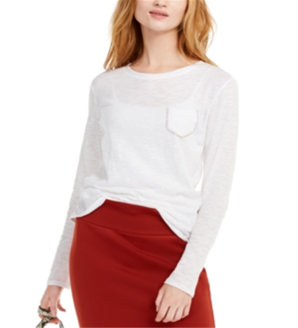 Blusa feminina de algodão com strass e bolso, tamanho médio, da INC International Concepts