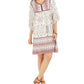 Vestido camponês estampado pequeno estilo &amp; co, manga 3/4, marrom, tamanho pequeno P
