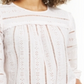 Blusa feminina listrada com ilhós e manga 3/4, estilo bege, tamanho pequeno