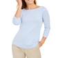 Blusa listrada feminina Charter Club manga 3/4 azul tamanho extragrande