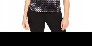 Blusa feminina Anne Klein com decote plissado e bolinhas peroladas, preta, tamanho extrapequeno