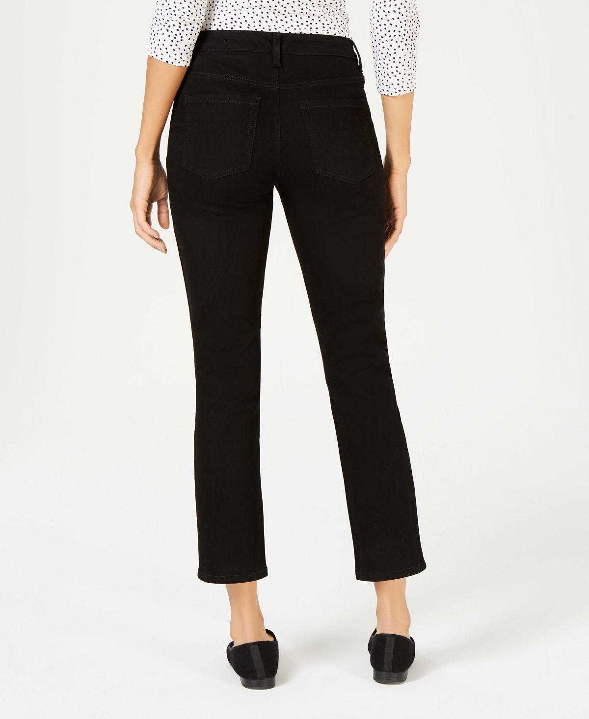 Calça jeans clássica de cintura alta feminina Charter Club, perna reta, preta, tamanho 16