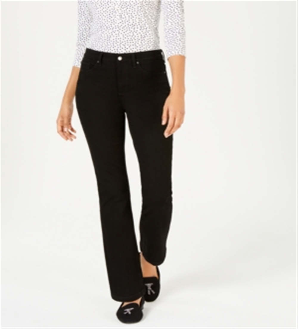 Calça jeans clássica de cintura alta feminina Charter Club, perna reta, preta, tamanho 16