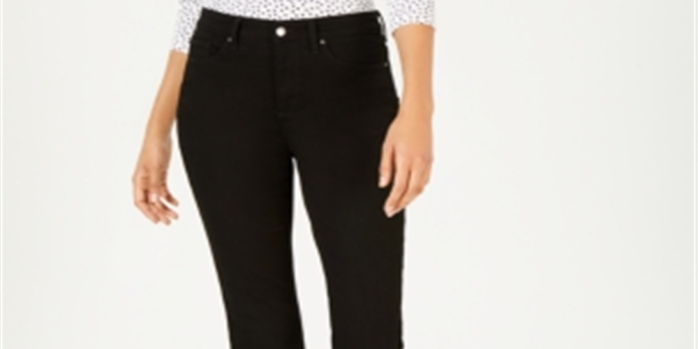 Calça jeans clássica de cintura alta feminina Charter Club, perna reta, preta, tamanho 16