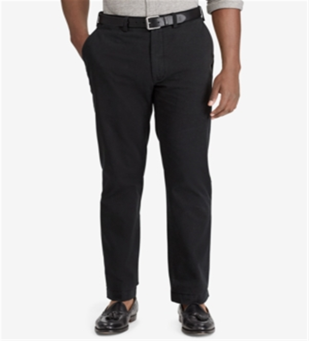 Calça chino Polo Ralph Lauren masculina, tamanho grande e alto, corte clássico, preta, tamanho 44x32