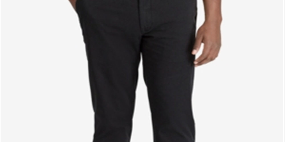 Calça chino Polo Ralph Lauren masculina, tamanho grande e alto, corte clássico, preta, tamanho 44x32