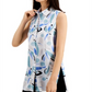 Blusa feminina Alfani de malha sem mangas com botões florais, azul, tamanho X-S