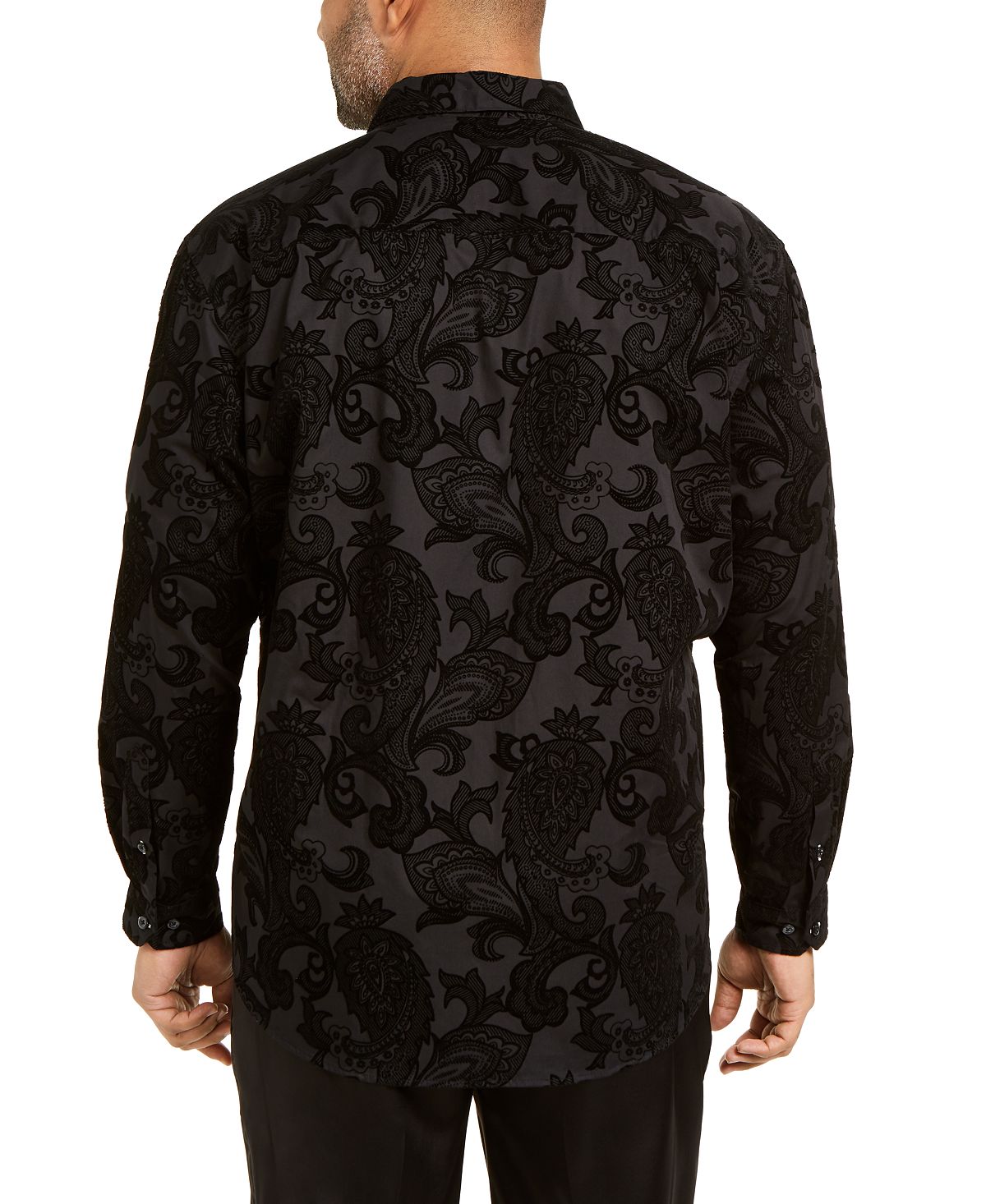 Camisa masculina estampada com estampa paisley grande e alta da INC International Concepts, preta, tamanho 4XLT