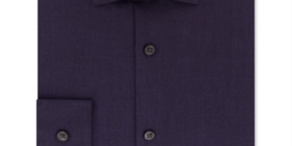 Camisa social Calvin Klein masculina Steel Extra Slim Fit, sem passar, com padrão espinha de peixe, roxa, tamanho 16x34-35