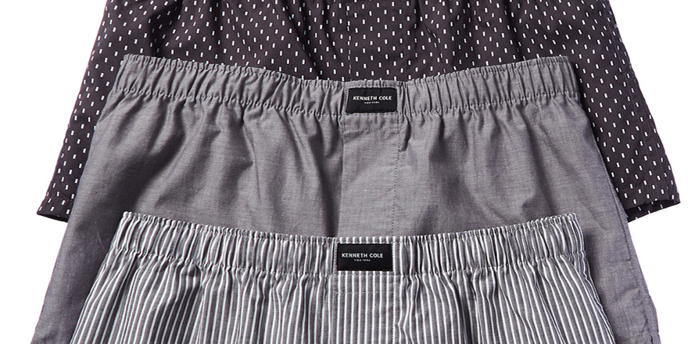 Pacote com 3 boxers Kenneth Cole femininos de algodão, pretos, tamanho G