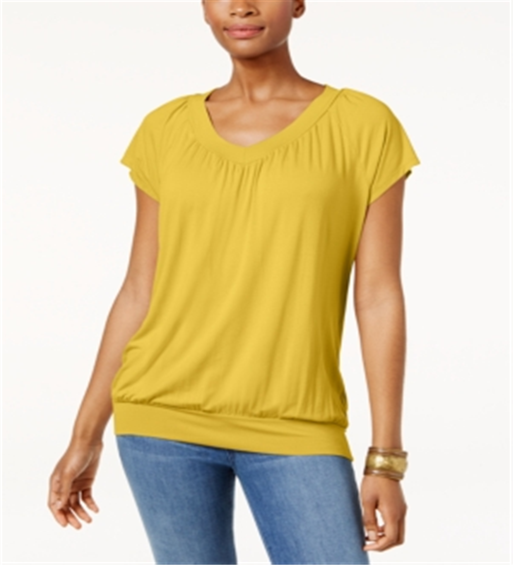 Camiseta feminina Blusa JM Collection Amarela Tamanho XX-G