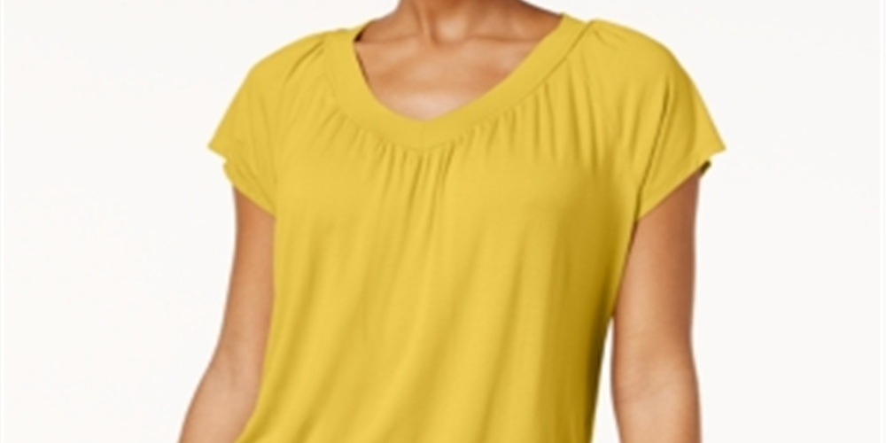 Camiseta feminina Blusa JM Collection Amarela Tamanho XX-G