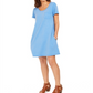 Vestido camiseta feminino estilo &amp; co com um bolso, azul, tamanho médio