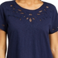 Camiseta feminina de algodão com recorte Charter Club, azul, tamanho XX-G