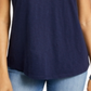 Camiseta feminina de algodão com recorte Charter Club, azul, tamanho XX-G