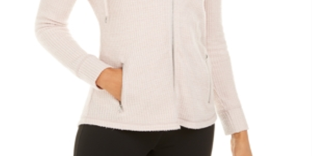 Blusa com capuz e manga comprida com zíper Ideology feminina, rosa, tamanho grande