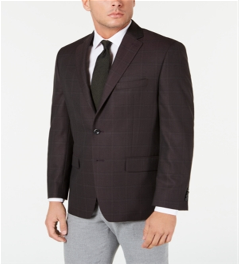 Casaco esportivo masculino Michael Kors Classic Fit Windowpane vermelho tamanho 46