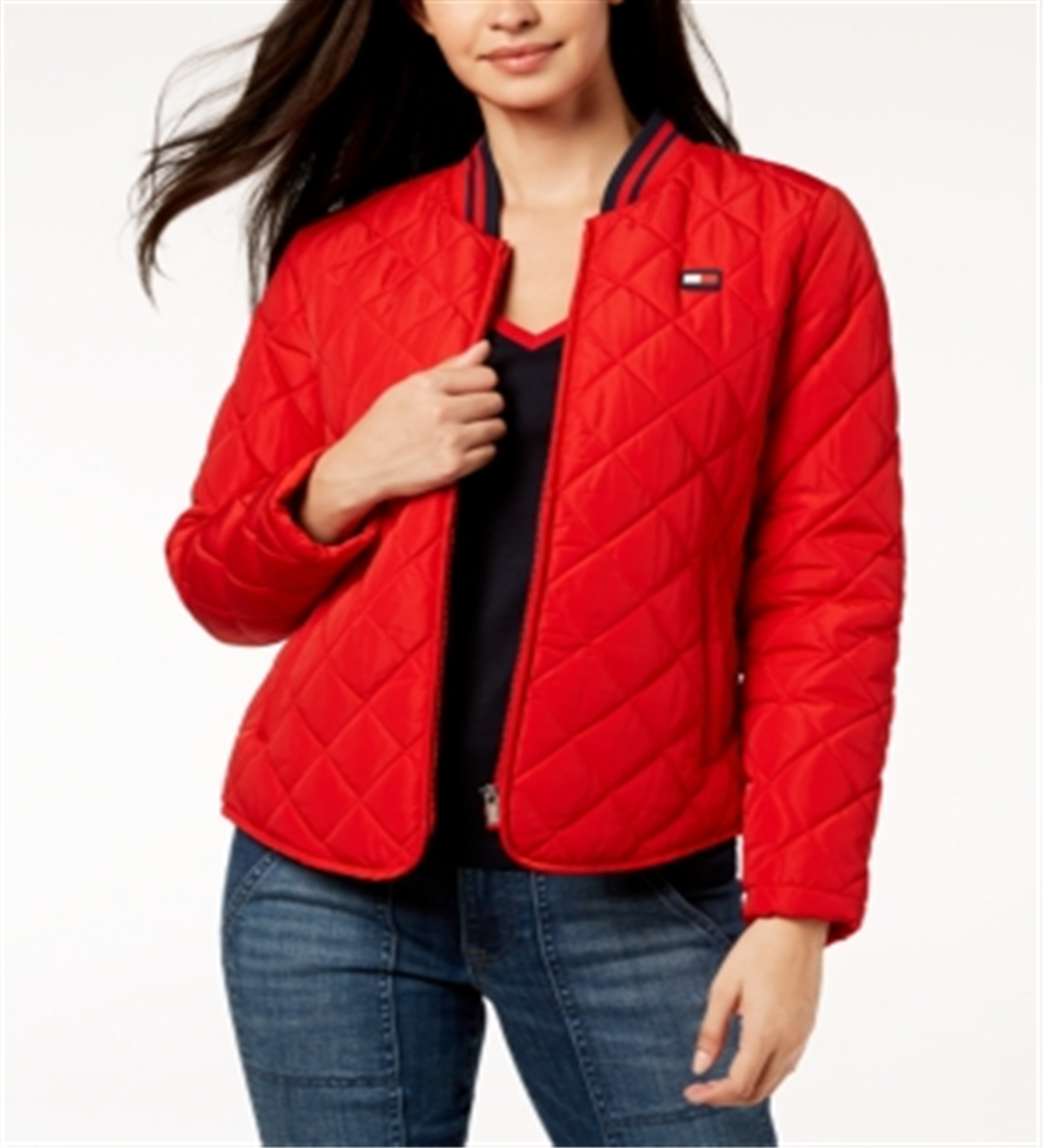 Jaqueta bomber acolchoada esportiva feminina Tommy Hilfiger vermelha tamanho pequeno