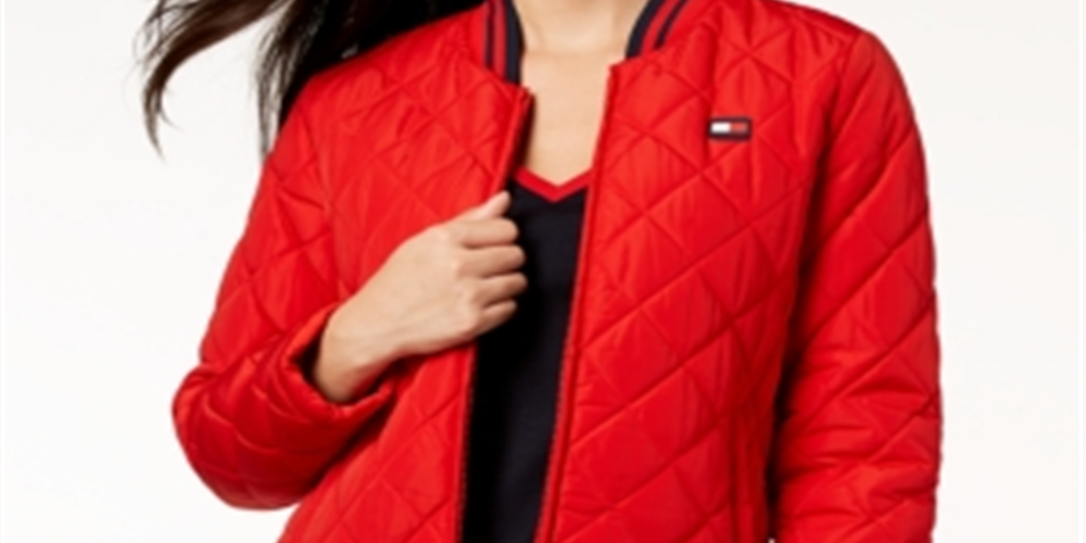 Jaqueta bomber acolchoada esportiva feminina Tommy Hilfiger vermelha tamanho pequeno