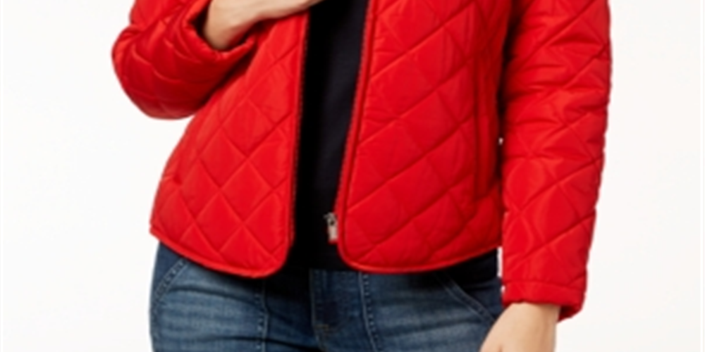 Jaqueta bomber acolchoada esportiva feminina Tommy Hilfiger vermelha tamanho pequeno
