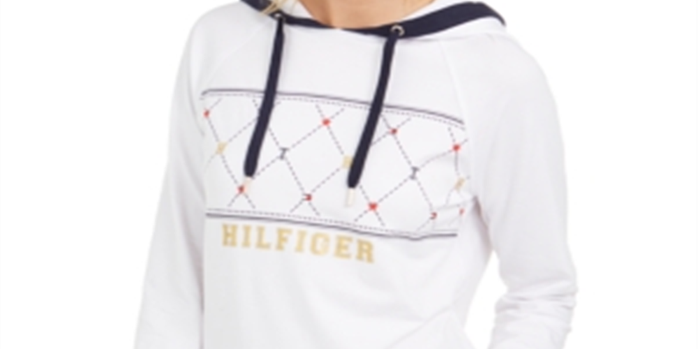 Tommy Hilfiger Sport Argyle Panel Hoodie Feminino Branco Tamanho Grande