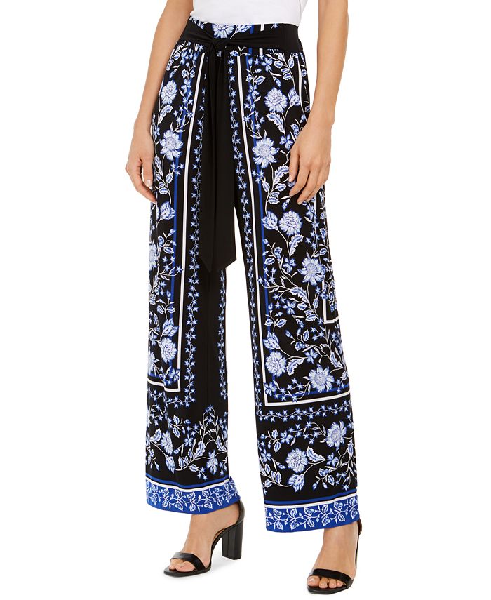 Calça feminina larga com amarração INC International Concepts, preta, tamanho grande