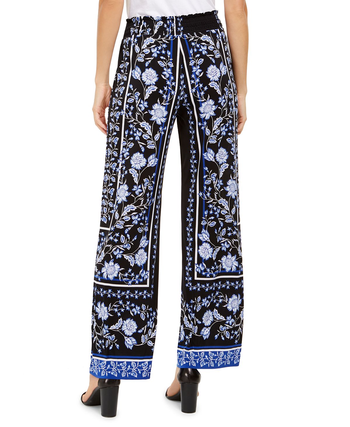 Calça feminina larga com amarração INC International Concepts, preta, tamanho grande