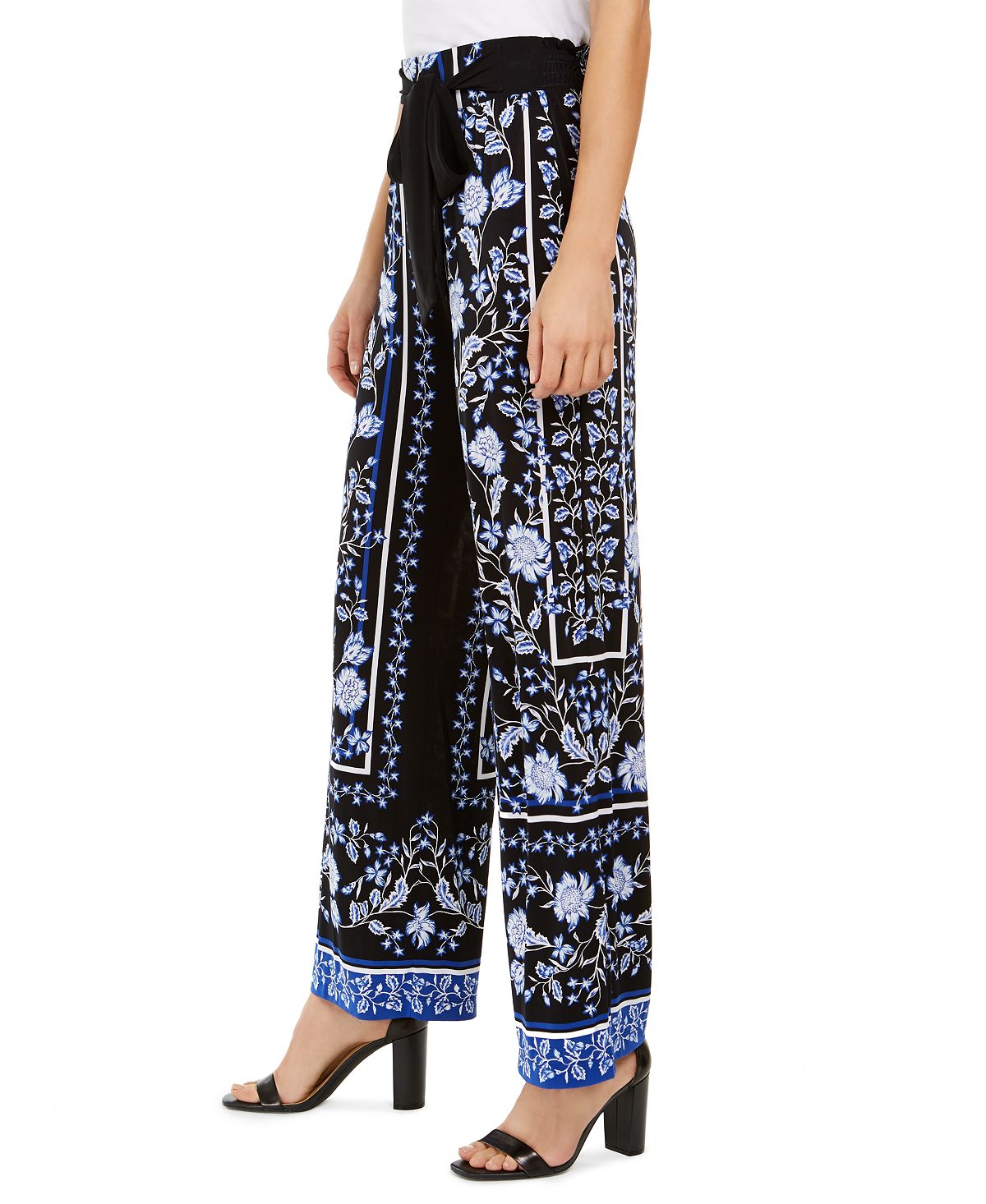 Calça feminina larga com amarração INC International Concepts, preta, tamanho grande