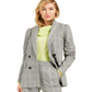Blazer xadrez trespassado feminino Bar III cinza tamanho extrapequeno