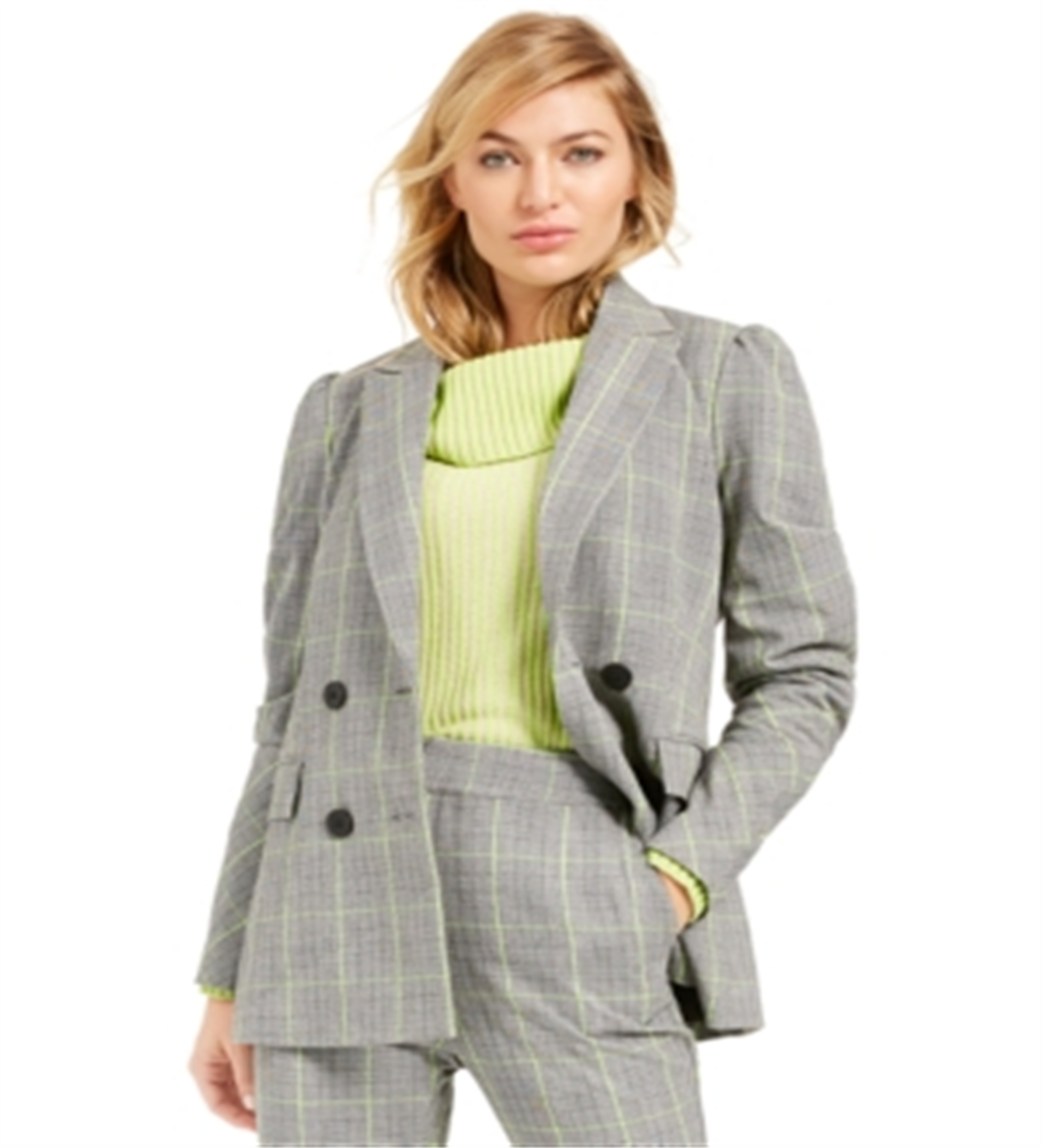 Blazer xadrez trespassado feminino Bar III cinza tamanho extrapequeno
