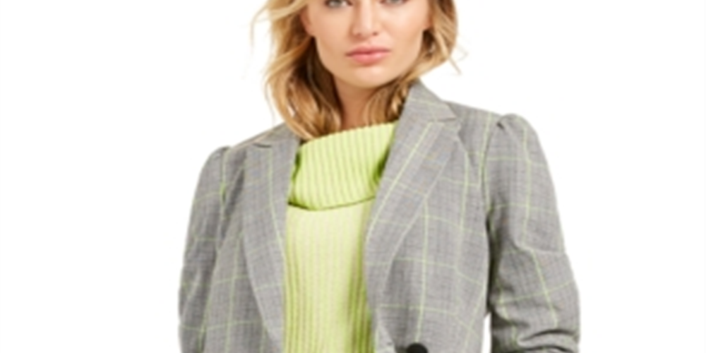 Blazer xadrez trespassado feminino Bar III cinza tamanho extrapequeno