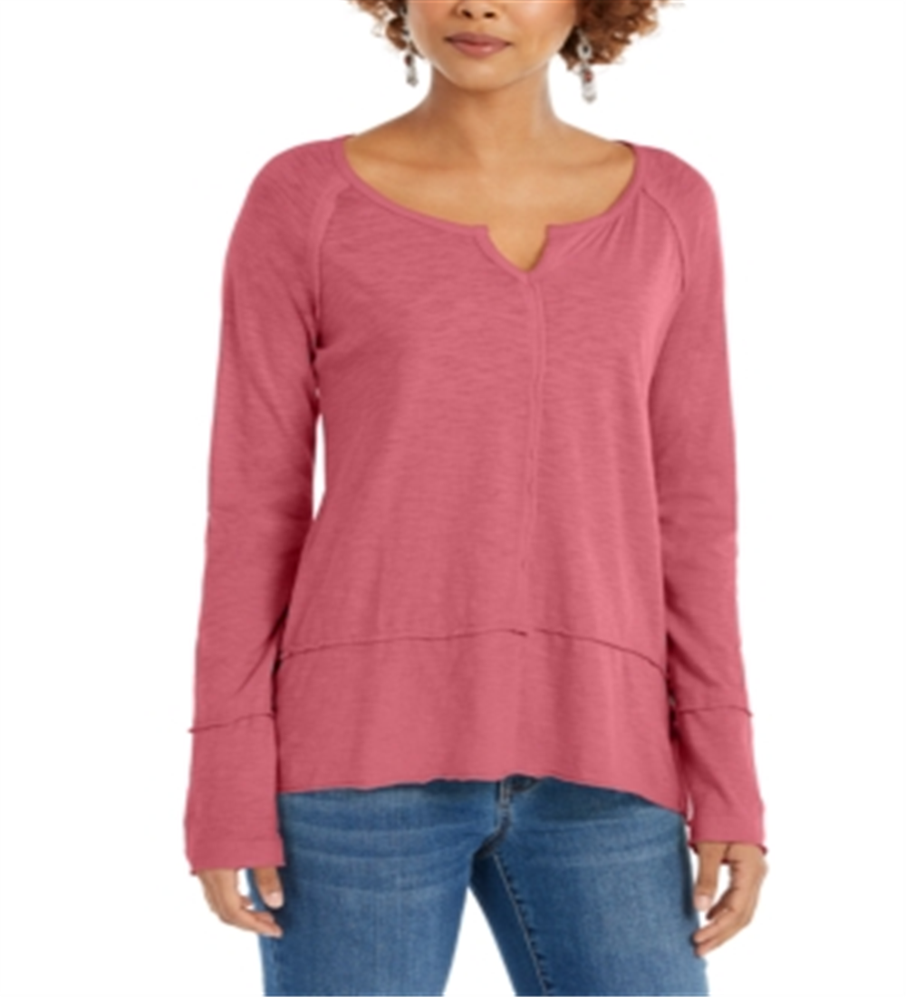 Túnica feminina com decote aberto e estilo estilo &amp; co, rosa, tamanho pequeno