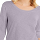 Blusa feminina estilo &amp; co, manga 3/4, decote redondo, roxa, tamanho médio