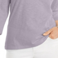 Blusa feminina estilo &amp; co, manga 3/4, decote redondo, roxa, tamanho médio