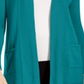 Cardigan feminino JM Collection com frente aberta, azul-petróleo, tamanho pequeno