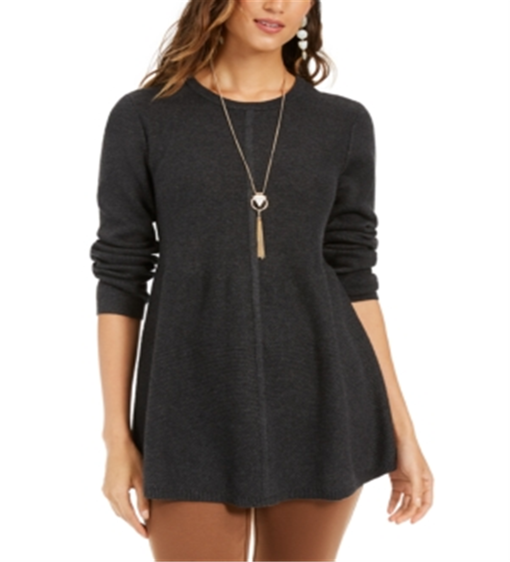 Suéter túnica feminino estilo &amp; co com pontos mistos, preto, tamanho pequeno M