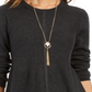 Suéter túnica feminino estilo &amp; co com pontos mistos, preto, tamanho pequeno M