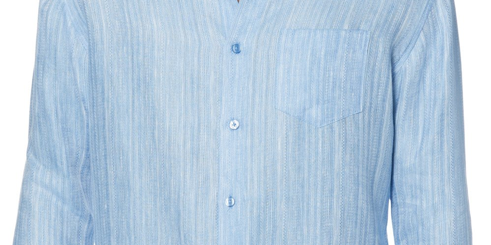 Camisa esportiva texturizada masculina Cubavera manga comprida azul tamanho grande