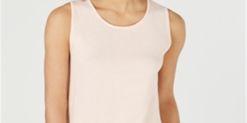 Suéter feminino sem mangas em zigue-zague Charter Club, tamanho grande, pêssego