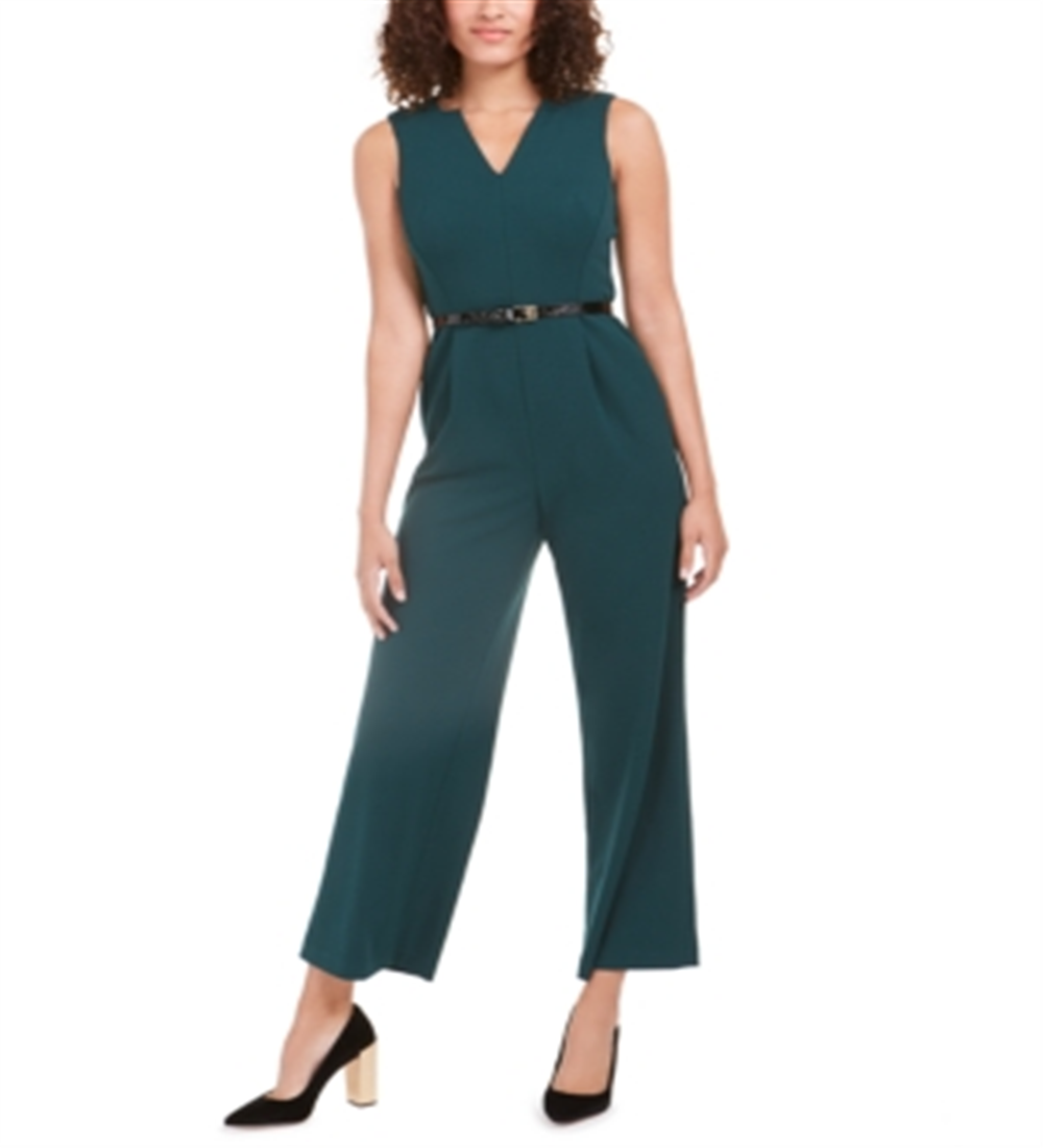 Macacão Calvin Klein Feminino Gola V com Cinto Verde Tamanho 4-P